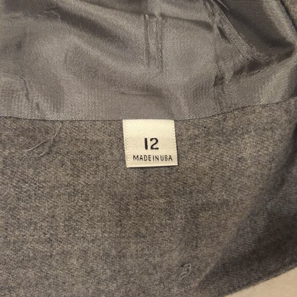 Vtg 80s Evan Picone Gray Career Collarless Suit Coat And Pleated Skirt Pockets - Picture 10 of 15